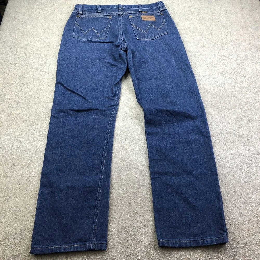 Wrangler Jeans Mens 34x32 Blue Medium Wash Regular Straight Denim 47MWZ - Picture 6 of 11